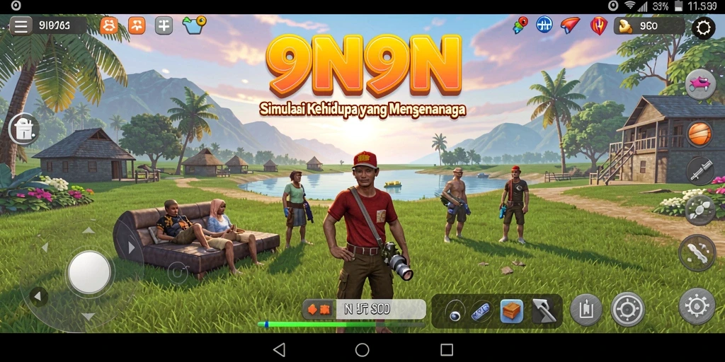 Gameplay menarik dalam 9N9N yang menunjukkan interaksi karakter.