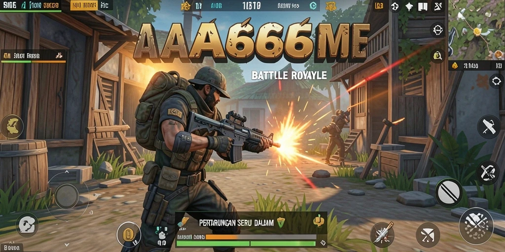 Tampilan gameplay seru dalam pertarungan Battle Royale di AA666.