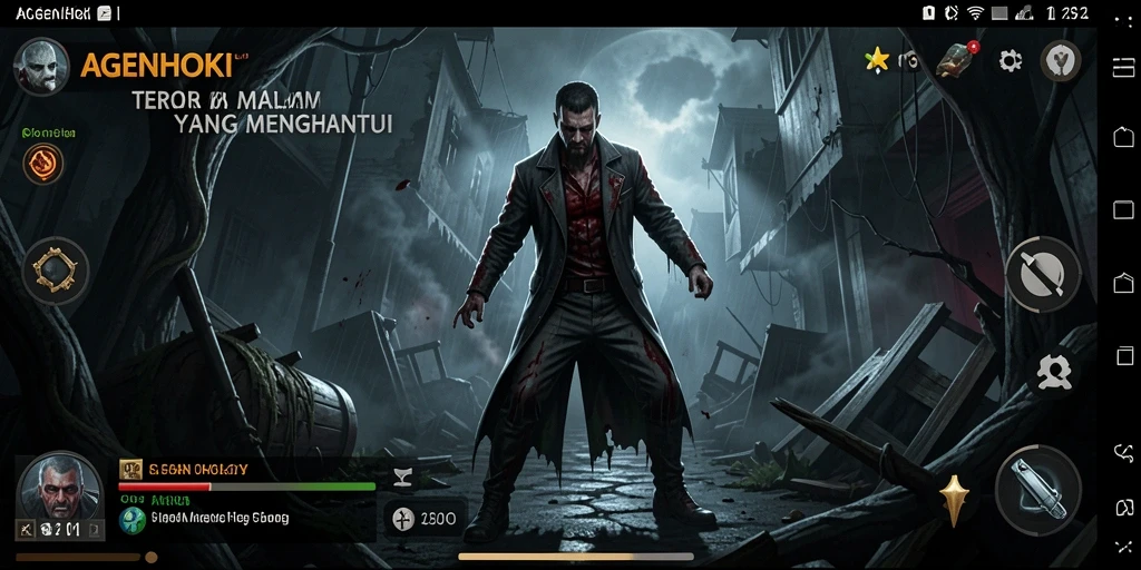 Screenshot gameplay AGENHOKI menampilkan suasana mencekam yang khas.