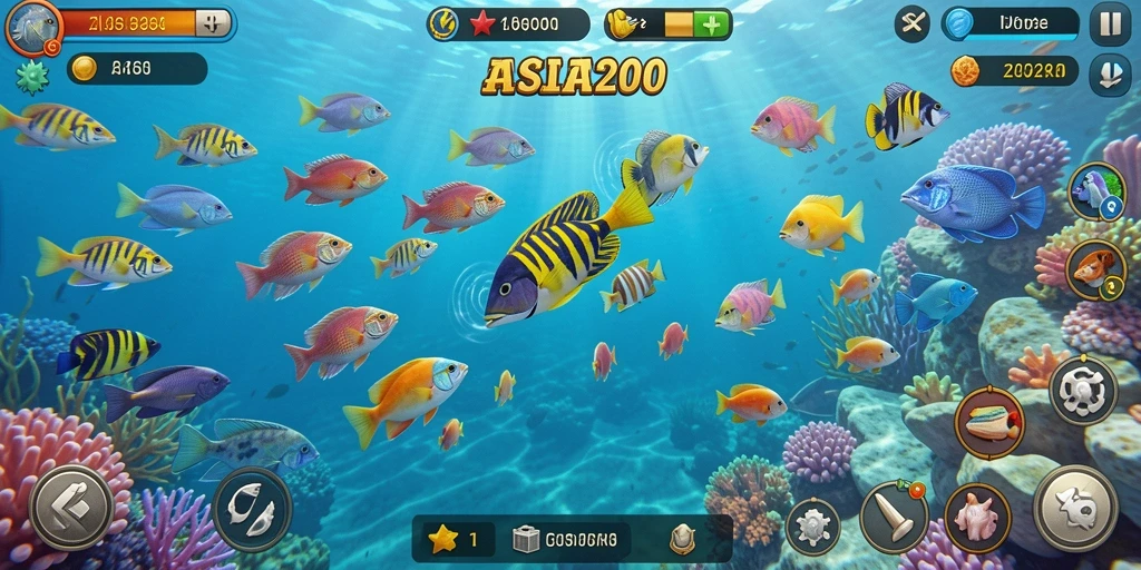 Screenshot menunjukkan gameplay seru Tembak Ikan di ASIA200.