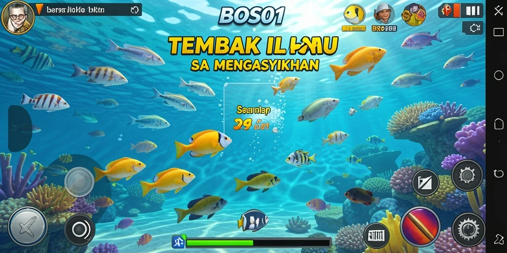 Gameplay seru di BOS01 dengan ragam ikan untuk ditembak.