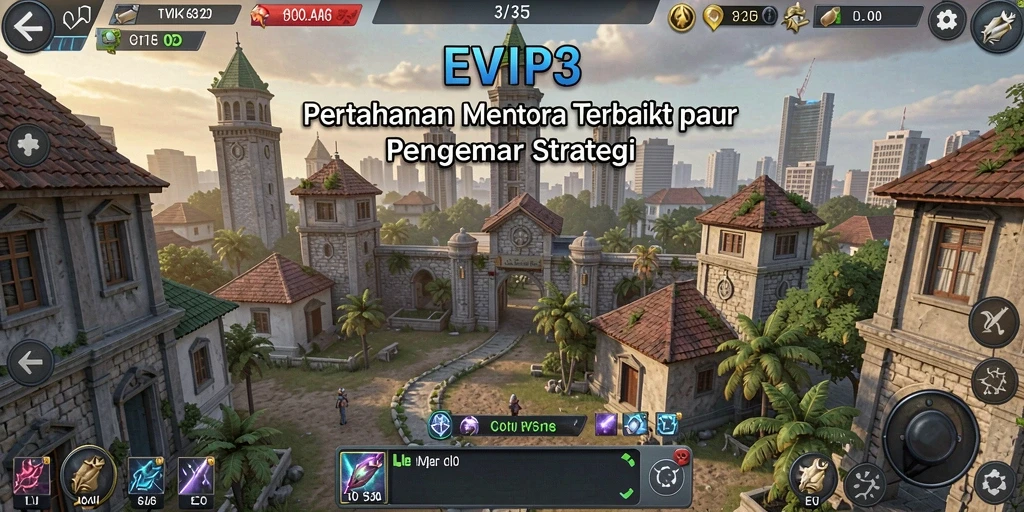 Tampilan gameplay EVIP3 menunjukkan strategi menara yang mendebarkan.
