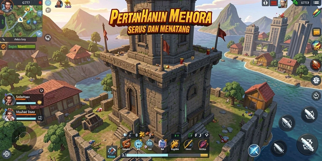 Tampilan screenshot gameplay GT777 dengan aksi pertahanan menara yang mendebarkan.