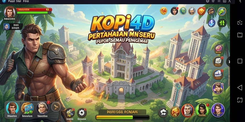 Gameplay KOPI4D menampilkan pertahanan menara yang strategis dan menegangkan.