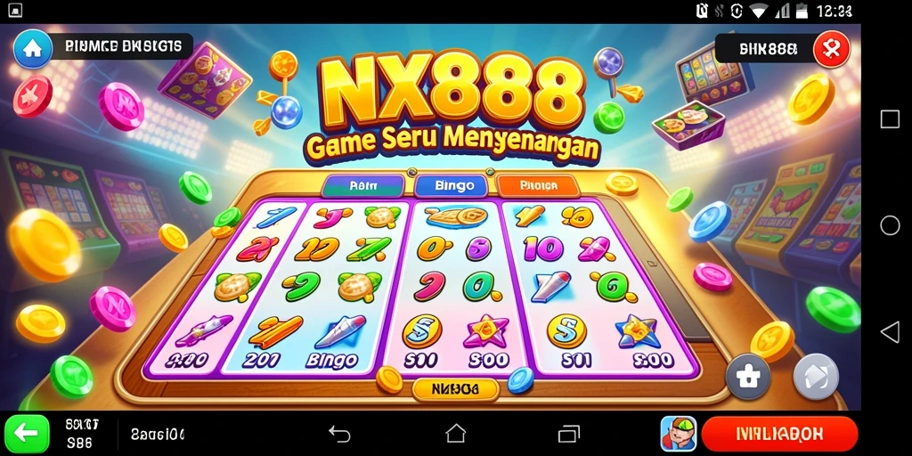 Tampilan gameplay utama NX888 dengan aksi Bingo yang seru.
