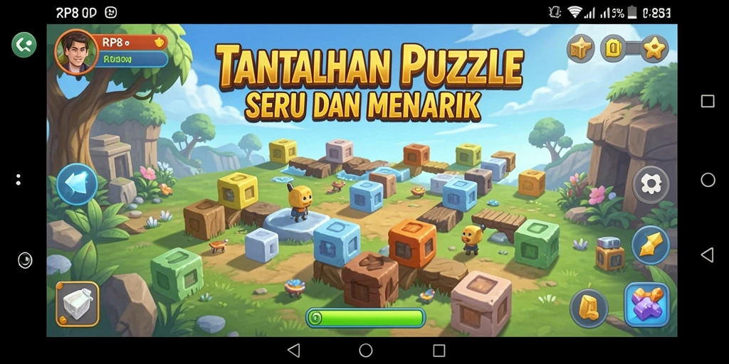 Tampilan gameplay RP8 yang penuh warna dan menantang.