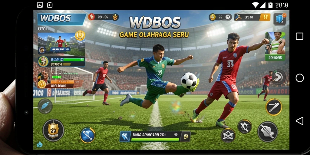 Screenshot utama WDBOS menampilkan aksi seru dalam permainan olahraga.
